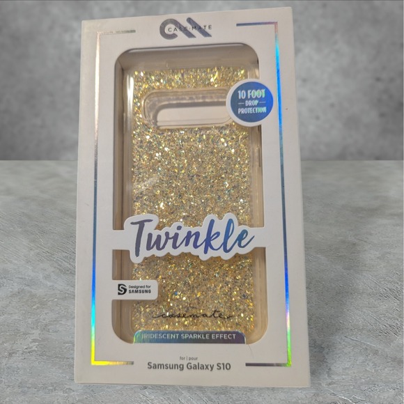 L4. Case-Mate Twinkle Stardust Case Samsung Galaxy S10 Gold See Full Description - Picture 1 of 3